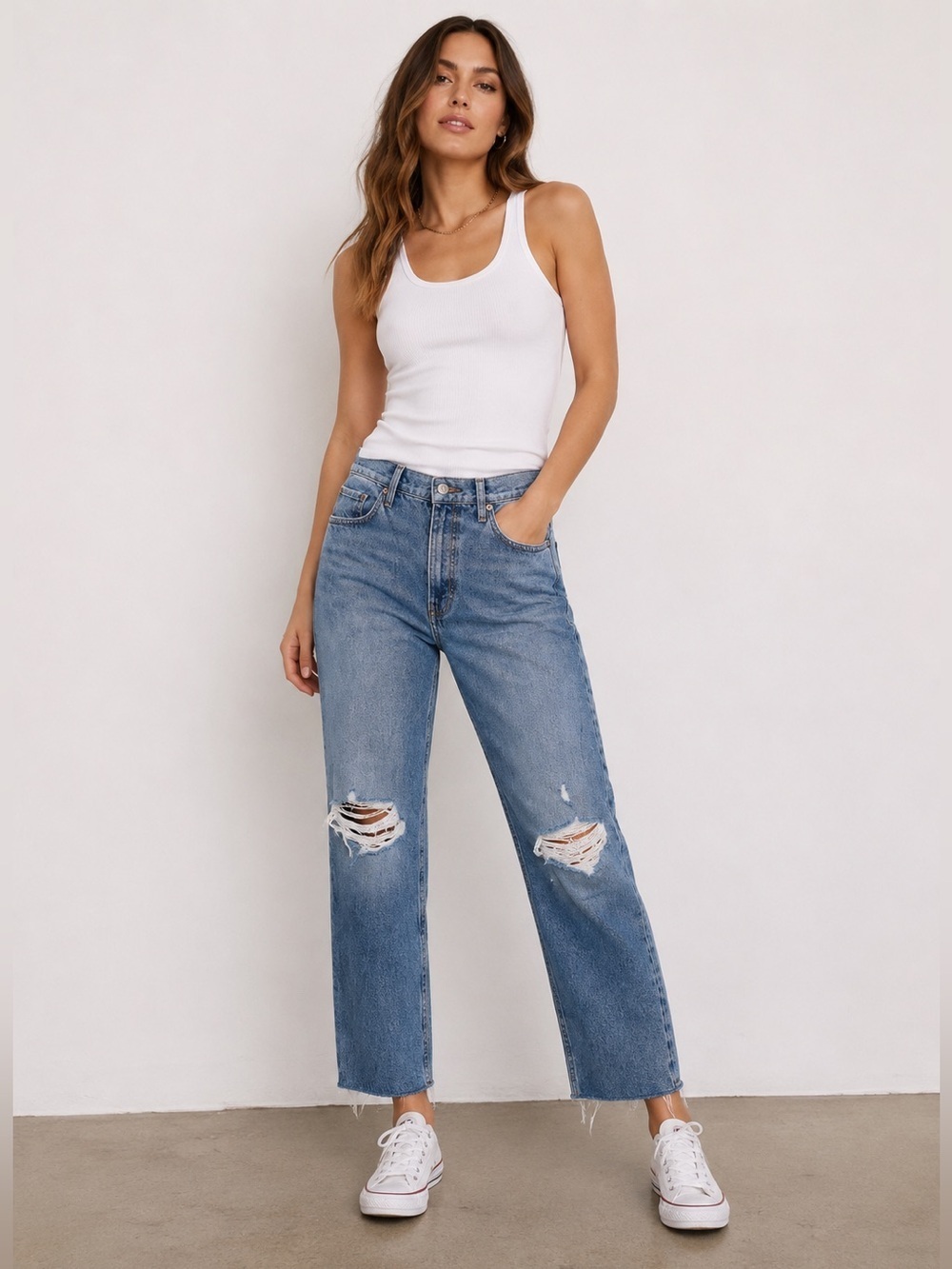 Agolde Medium Blue Straight Leg Jeans